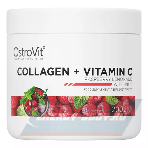 COLLAGEN OstroVit Collagen+Vitamin C Малиновый лимонад с мятой, 200 г