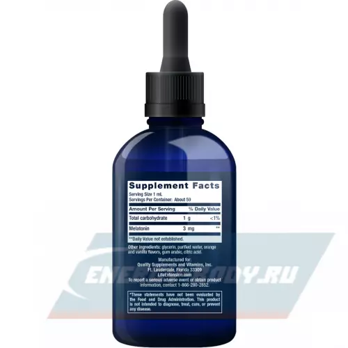  Life Extension Fast-Acting Liquid Melatonin Цитрус - ваниль, 59 мл