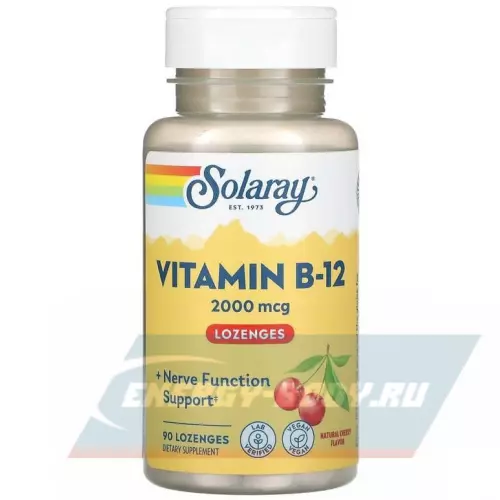  Solaray Vitamin B-12 Вишня, 90 леденцов