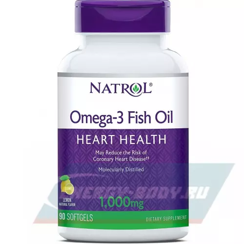 Omega 3 Natrol Omega-3 Fish Oil 1000mg Лимон, 90 капсул