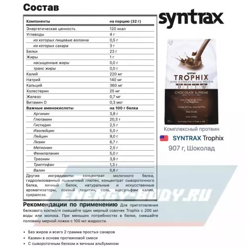  SYNTRAX Trophix Шоколад, 907 г