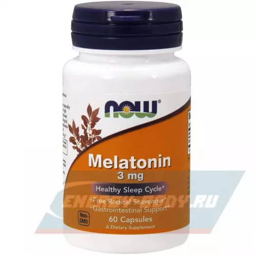 Для сна & Melatonin NOW Melatonin - Мелатонин 3 мг 60 капсул, Нейтральный