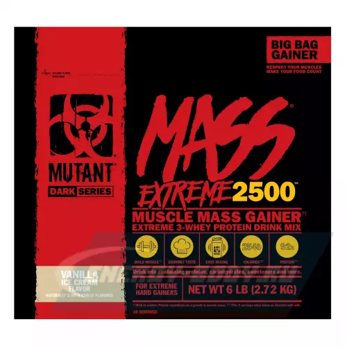 Гейнер Mutant Mass xXxtreme 2500 Ванильное Мороженое, 2720 г