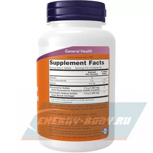 Суставы, связки NOW FOODS Glucosamine & Chondroitin 750 мг / 600 мг 60 таблеток