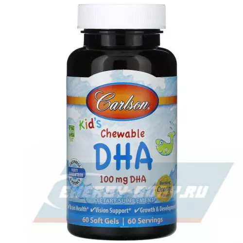 Omega 3 Carlson Labs Kids Chewable DHA Апельсин, 60 капсул