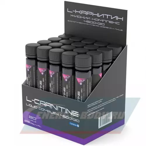L-Карнитин WolfSport L-Carnitine 4500 (Carnipure) +Q10 малина, 20 амп x 25 мг
