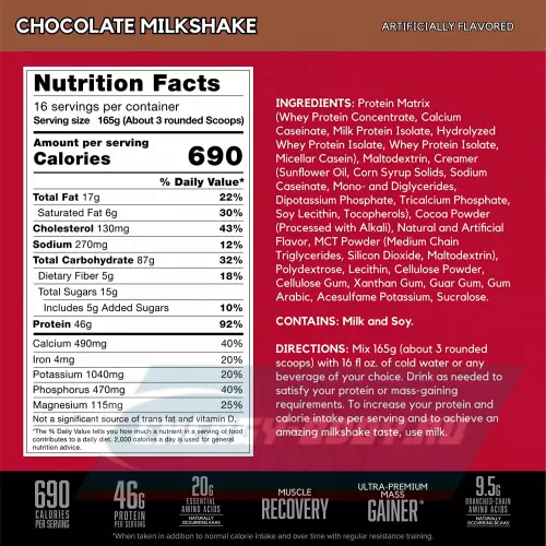 Гейнер BSN True Mass Шоколадный молочный коктейль, 2640 г
