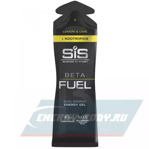 Энергетический гель SCIENCE IN SPORT (SiS) BETA FUEL + Nootropics Лимон - Лайм, 60 мл