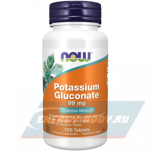 Минералы NOW FOODS Potassium Gluconate 99 mg 100 таблеток