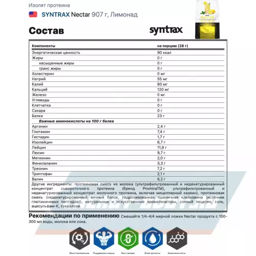  SYNTRAX Nectar Лимонад, 907 г