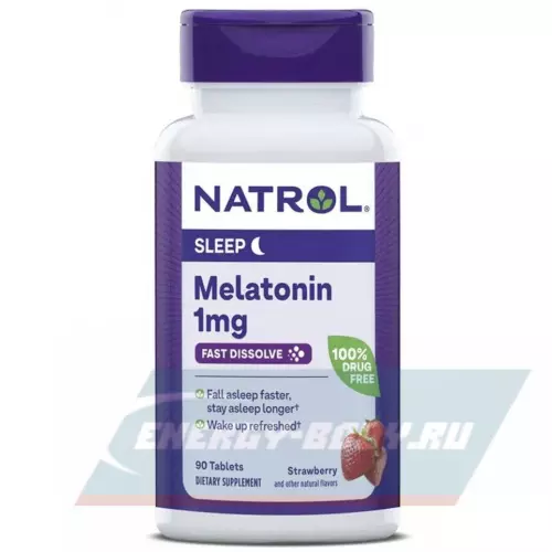  Natrol Melatonin 1 mg Клубника, 90 таблеток