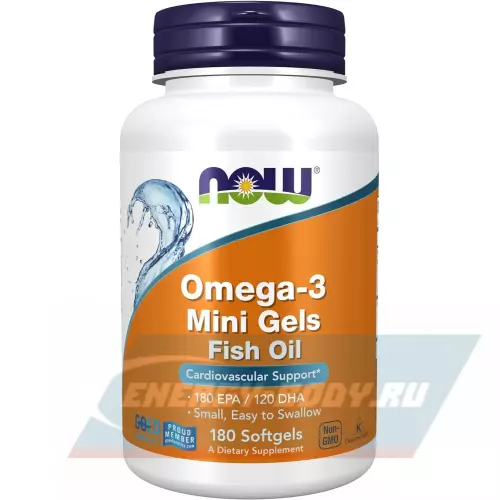 Omega 3 NOW FOODS Omega-3 Mini Gels Fish Oil 180 мягких капсул