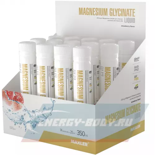  MAXLER Magnesium Glycinate Liquid Клубника, 14 x 25 мл