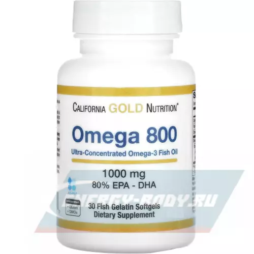 Omega 3 California Gold Nutrition Omega 800, 1000mg 80% Epa-DHA 30 капсул