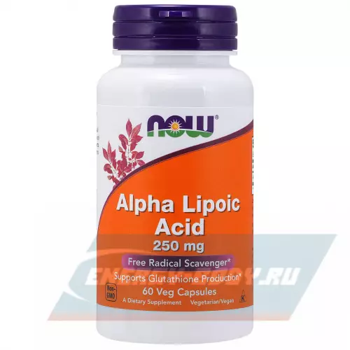  NOW FOODS Alpha Lipoic Acid – Альфа-липоевая кислота 250 mg Нейтральный, 60 Вегетарианские капсулы