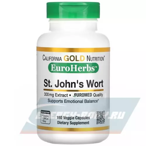  California Gold Nutrition St. John's Wort, EuroHerbs, 300 mg 180 вегетарианских капсул