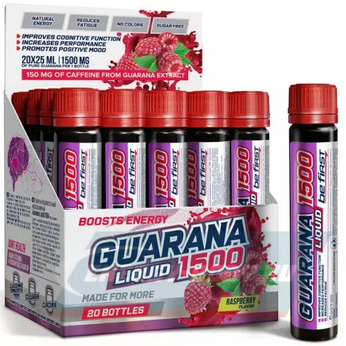 Энергетик Be First Guarana Liquid 1500 мг Малина, 20 х 25 мл