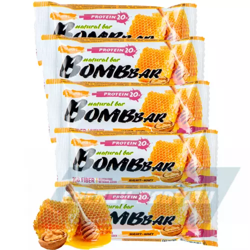 Батончик протеиновый Bombbar Protein Bar Грецкий орех с медом, 5 x 60 г