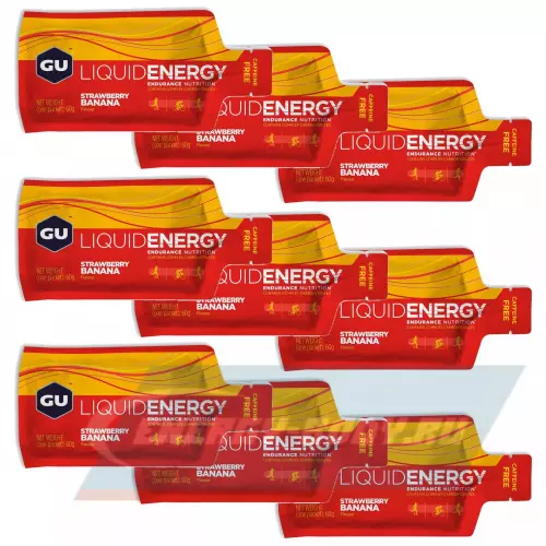 Энергетический гель GU ENERGY GU Liquid Enegry Gel no caffeine Клубника-банан, 9 саше x 60 g
