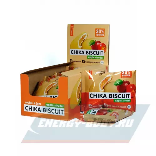 Батончик протеиновый Chikalab Бисквитное печенье Chika Biscuit Яблочный штрудель, 9 шт x 50 г