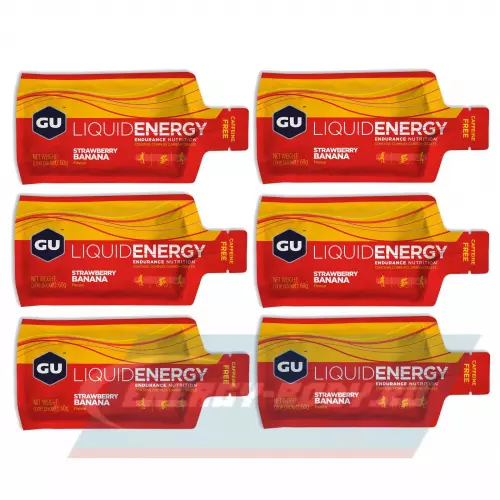 Энергетический гель GU ENERGY GU Liquid Enegry Gel no caffeine Клубника-банан, 6 саше x 60 g