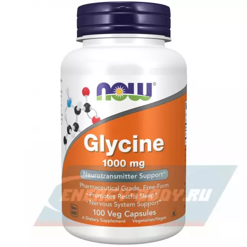 Аминокислотны NOW FOODS Glycine 1000 mg Нейтральный, 100 веган капсул