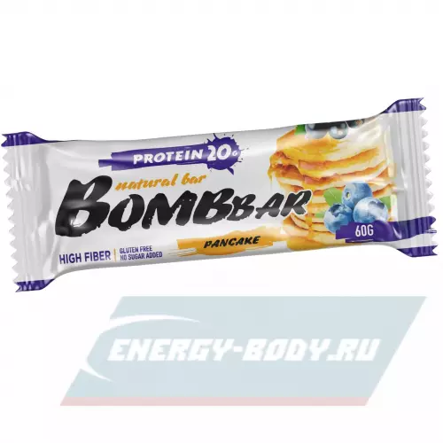 Батончик протеиновый Bombbar Protein Bar Смородиново-черничный панкейк, 18 x 60 г