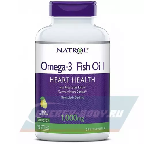 Omega 3 Natrol Omega-3 Fish Oil 1000mg Лимон, 150 гелевых капсул