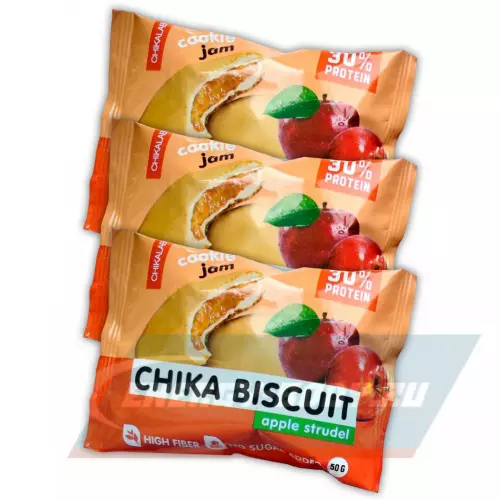 Батончик протеиновый Chikalab Бисквитное печенье Chika Biscuit Яблочный штрудель, 3 х 50