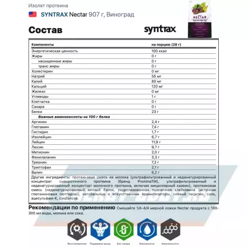  SYNTRAX Nectar Виноград, 907 г