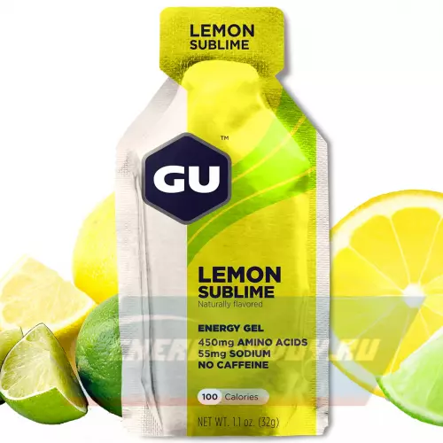 Энергетический гель GU ENERGY GU ORIGINAL ENERGY GEL no caffeine Чистый лимон, 4 стика x 32 г