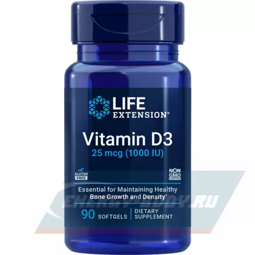  Life Extension Vitamin D3 25 mcg (1000 IU) 90 капсул