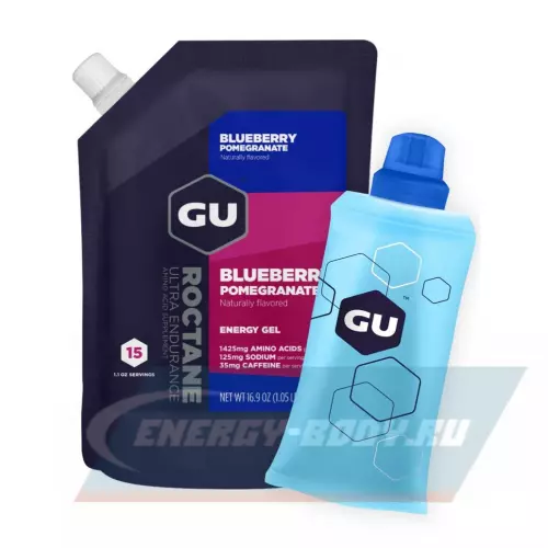 Энергетический гель GU ENERGY 1x15 GU ROCTANE ENERGY GEL 35mg caffeine Черника-Гранат, 480 г (15 порций)