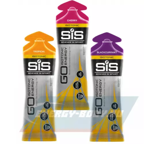 Энергетический гель SCIENCE IN SPORT (SiS) GO Isotonic Energy Gels Вишня, Тропик, Черная смородина, 3 x 60 мл Микс