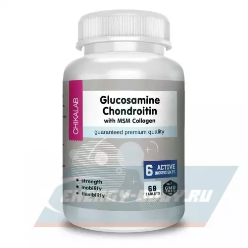 Суставы, связки Chikalab Glucosamine Chondroitin with MSM Collagen Нейтральный, 60 таблеток