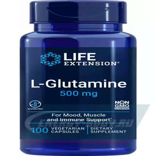 Глютамин Life Extension L-Glutamine 500 mg 100 капсул