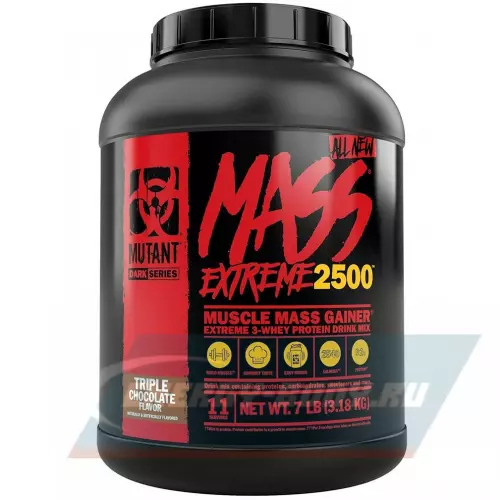 Гейнер Mutant Mass xXxtreme 2500 Тройной шоколад, 3180 г