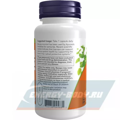  NOW FOODS Bacopa Extract 450 mg 90 веган капсул