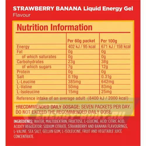 Энергетический гель GU ENERGY GU Liquid Enegry Gel no caffeine Клубника-банан, 9 саше x 60 g