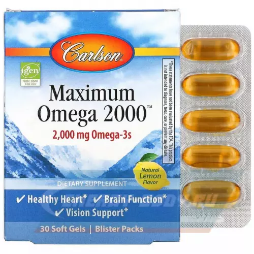 Omega 3 Carlson Labs Maximum Omega Лимон, 30 капсул