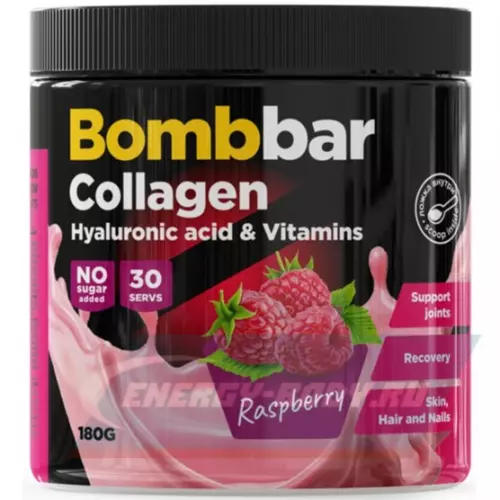 COLLAGEN Bombbar Коллаген в порошке Pro - С гиалуроновой кислотой и витаминами Малина, 180 г