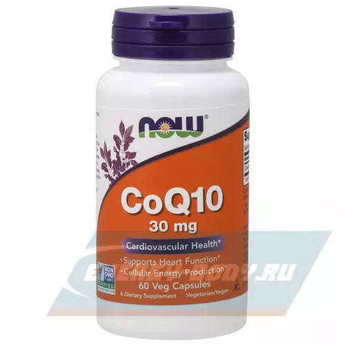  NOW FOODS CoQ10 – Кофермент Q10 30 мг Нейтральный, 60 веган капсул