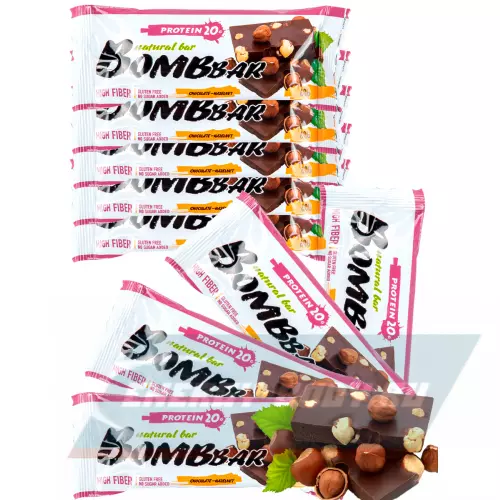 Батончик протеиновый Bombbar Protein Bar Шоколад - Фундук, 9 x 60 г