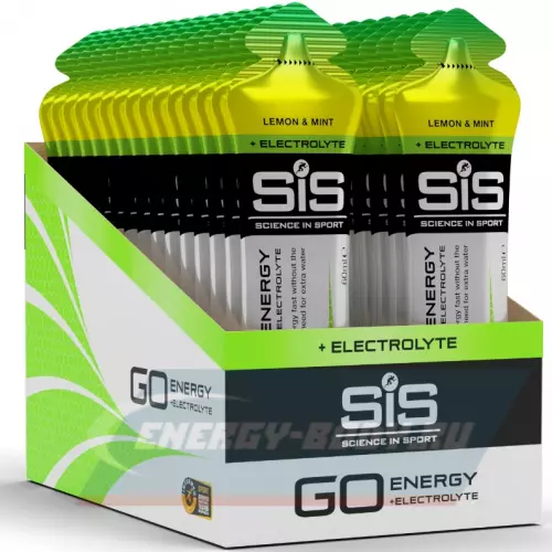 Энергетический гель SCIENCE IN SPORT (SiS) Go Energy + Electrolyte Gels Лимон-Мята, 30 x 60 мл + электролиты