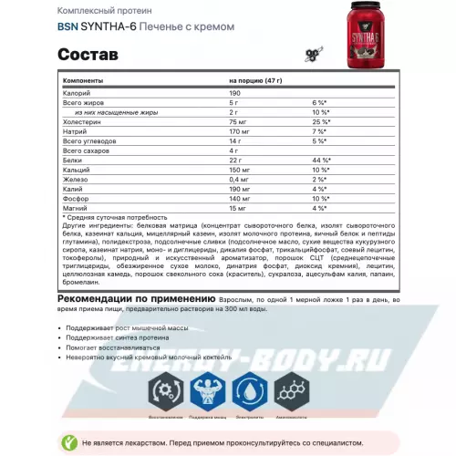  BSN SYNTHA-6 Печенье с кремом, 1320 г