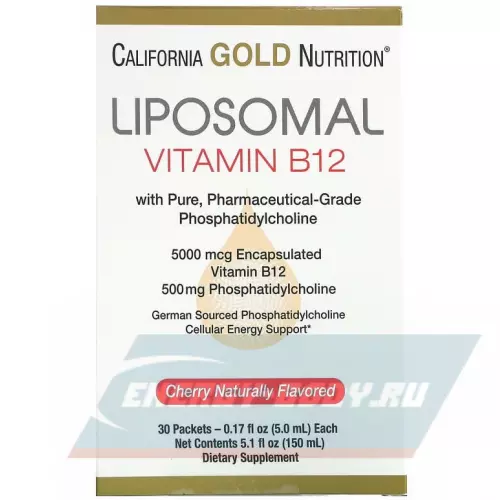  California Gold Nutrition Liposomal Vitamin B12 вишня, 30 пакетиков х 5 мл