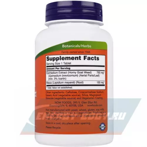  NOW FOODS Horny Goat Weed Extract 750 mg 90 таблеток