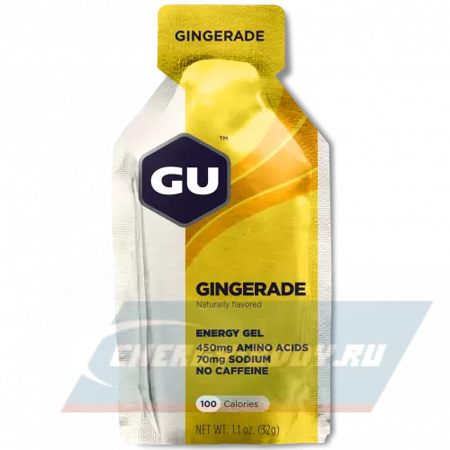 Энергетический гель GU ENERGY GU ORIGINAL ENERGY GEL no caffeine Имбирный лимонад, 1 стик x 32 г