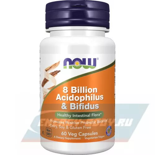  NOW FOODS 8 Billion Acidophilus Bifidus 60 веган капсул