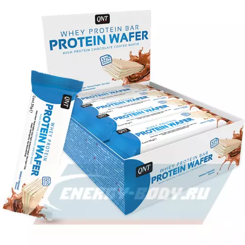 Батончик протеиновый QNT Protein Wafer Ванильный йогурт, 12 х 35 г